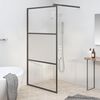 vidaXL Pregrada za tu&scaron; 115 x 195 cm s napola mutnim staklom ESG crna