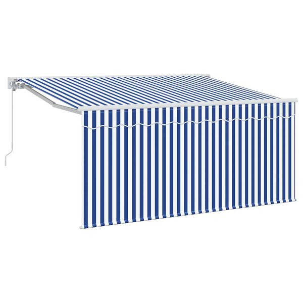 vidaXL Skrovita tenda Plava i bijela 300 x 200 cm Poliester i aluminij