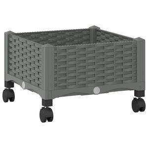 vidaXL Vrtni saksija s kotačima Svjetlosiva 40 x 40 x 29 cm PP