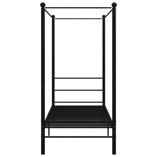 vidaXL Okvir za krevet s nadstrešnicom crni metalni 100 x 200 cm