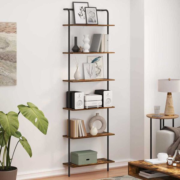 vidaXL Polica Dimljeni hrast 60 x 24 x 203 cm Konstruirano drvo