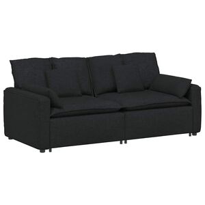 vidaXL Modularna sofa s jastucima crna