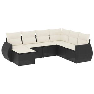 vidaXL 7-dijelni set vrtnih sofa od poliratana s jastucima crni