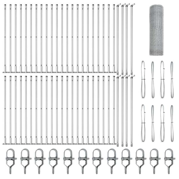 vidaXL Ograda s stupovima Srebrno 0.4 x 100 m Čelik prekriven PVC-om