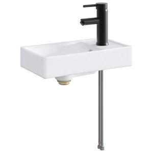 vidaXL Umivaonik s slavinom i odvodom Mat Crna 40,5 x 22,5 x 11,5 cm