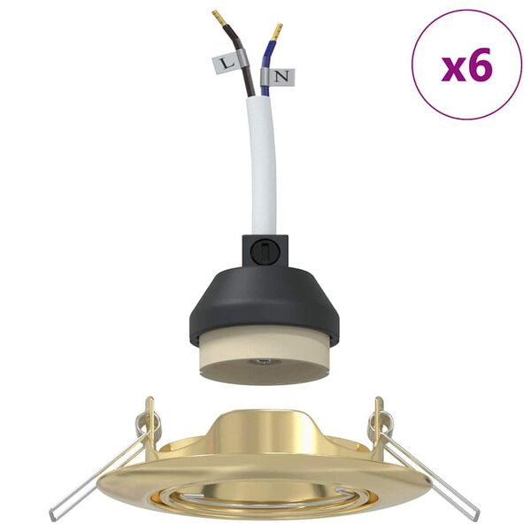 vidaXL Reflektor 6 pcs Zlatno 9 x 9 x 2.5 cm Metal