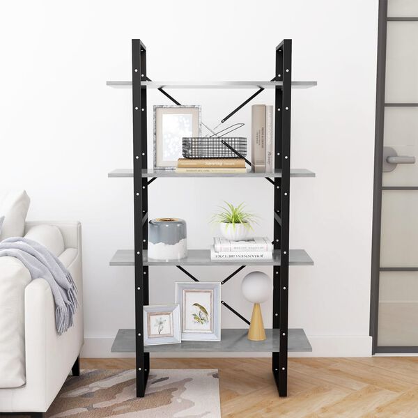 vidaXL Ormarić za knjige s 4 razine boja betona 80x30x140 cm drveni