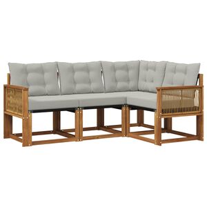 vidaXL Set vanjskih sofa 4 kom. Prirodna i svjetlosiva