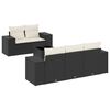 vidaXL 6-dijelni set vrtnih sofa s jastucima crni od poliratana