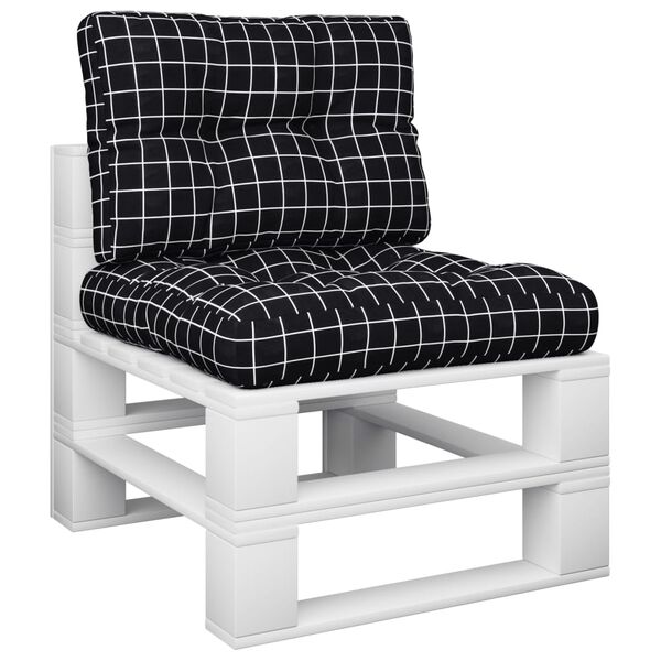 vidaXL Jastuci za palete 2 kom crni karirani od tkanine