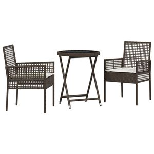 vidaXL Bistro set za vrt 3 kom. Smeđa poliratan