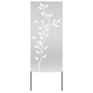 vidaXL Privatnost u vrtu Cvjetni Srebrno 50 x 140 cm Pocinčani čelik