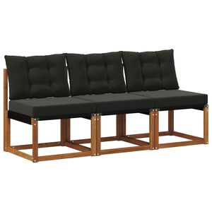 vidaXL 3 Komad Vanjska srednja sofa Masivno bagremovo drvo, Tekstilen