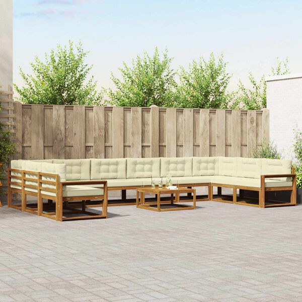 vidaXL Set vanjskih sofa s jastukom 11 pcs Prirodna i krem