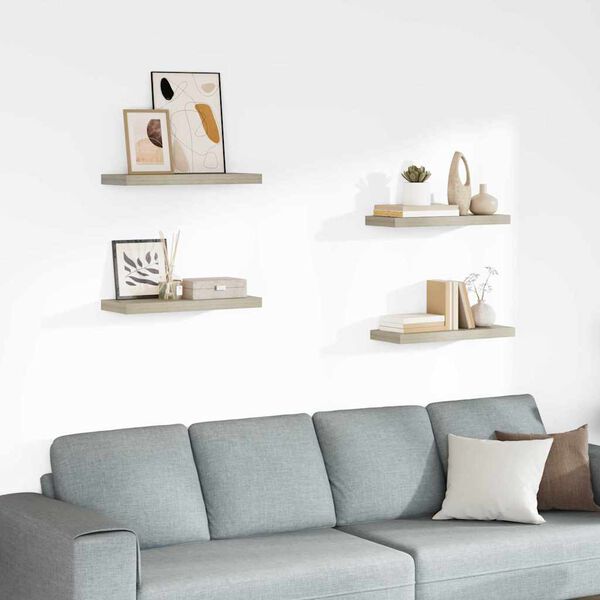 vidaXL Plutajuće zidne police 4 kom boja hrasta 60 x 23,5 x 3,8 cm MDF
