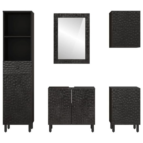 vidaXL 5-dijelni set kupaonskog ormarića od masivnog drva manga