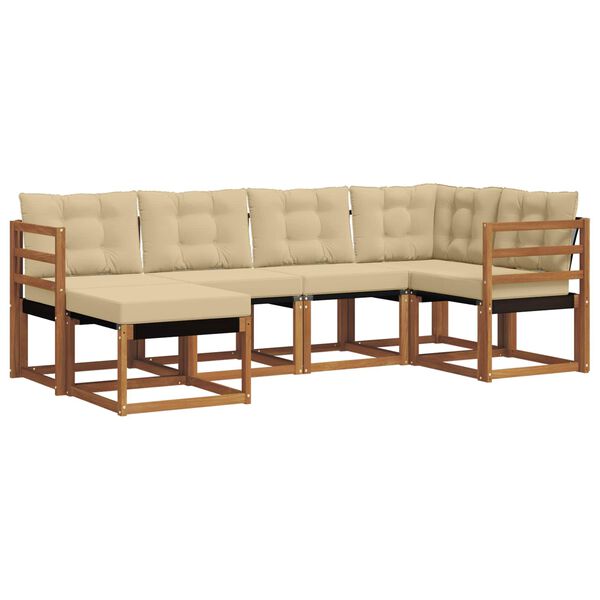 vidaXL Set vanjskih sofa s jastukom 6 pcs Prirodna i bež