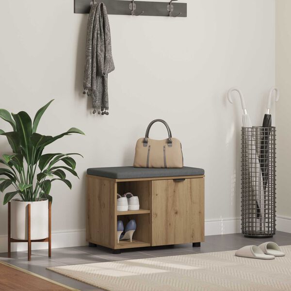 vidaXL Klupa za hodnik s jastukom Zanatski Hrast 60 x 38 x 46 cm