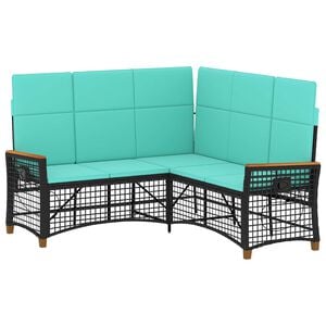 vidaXL Vrtni set sofe za opu&scaron;tanje Crna i Tirkizna 164 x 164 x 112 cm