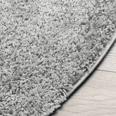 vidaXL Čupavi moderni tepih s visokim vlaknima sivi Ø 100 cm