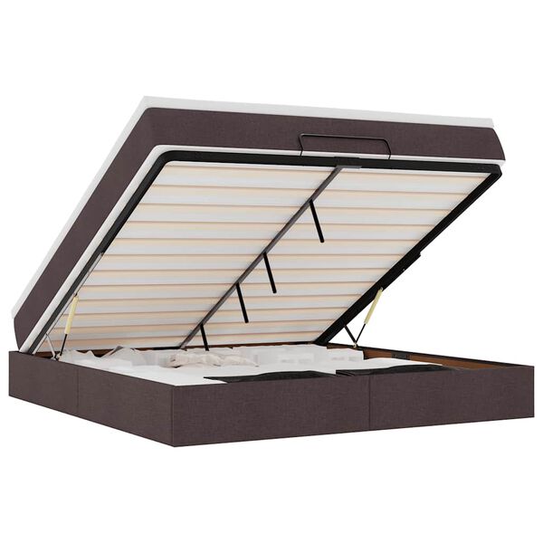 vidaXL Otomanski krevet s madracem tamnosmeđi 160x200cm od tkanine
