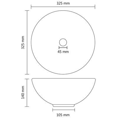 vidaXL Luksuzni okrugli umivaonik mat krem 32,5 x 14 cm keramički