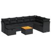vidaXL 9-dijelni set vrtnih sofa s jastucima crni od poliratana
