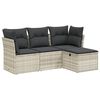 vidaXL 4-dijelni set vrtnih sofa s jastucima svijetlosivi poliratan