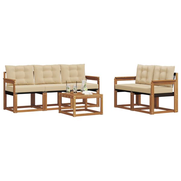 vidaXL Set vanjskih sofa s jastukom 6 pcs Prirodna i bež