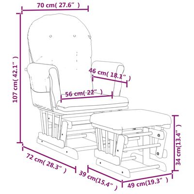 vidaXL Stolica za ljuljanje s tabureom svjetlosiva od tkanine