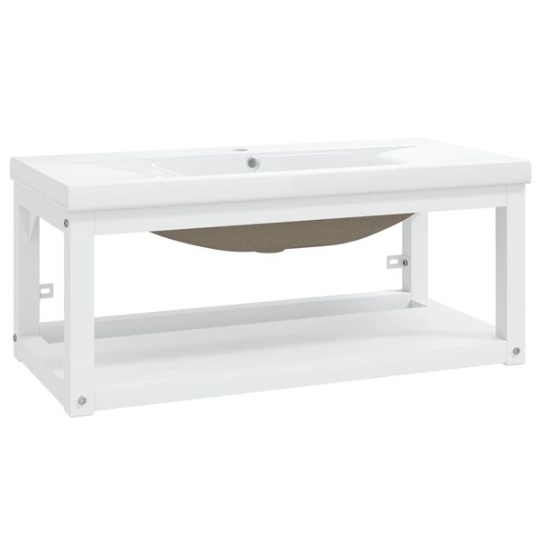 vidaXL Kupaonski okvir s ugrađenim umivaonikom bijeli željezni