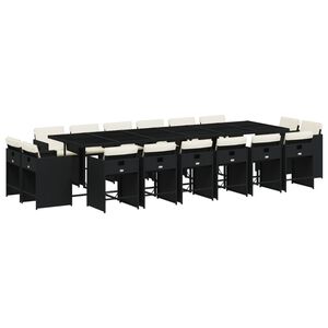 vidaXL 17-dijelni vrtni blagovaonski set s jastucima poliratan crni