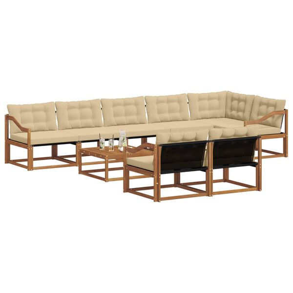 vidaXL Set vanjskih sofa s jastukom 9 pcs Prirodna i bež