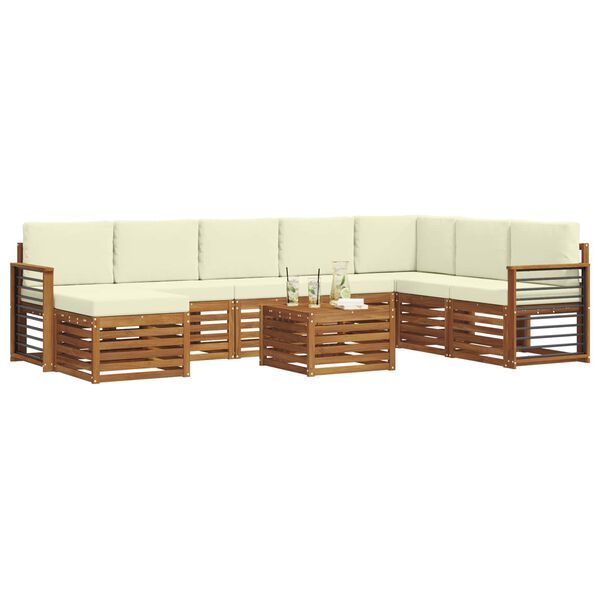 vidaXL Setovi sofa 9 pcs Prirodna i krem Čvrsto drvo akacije
