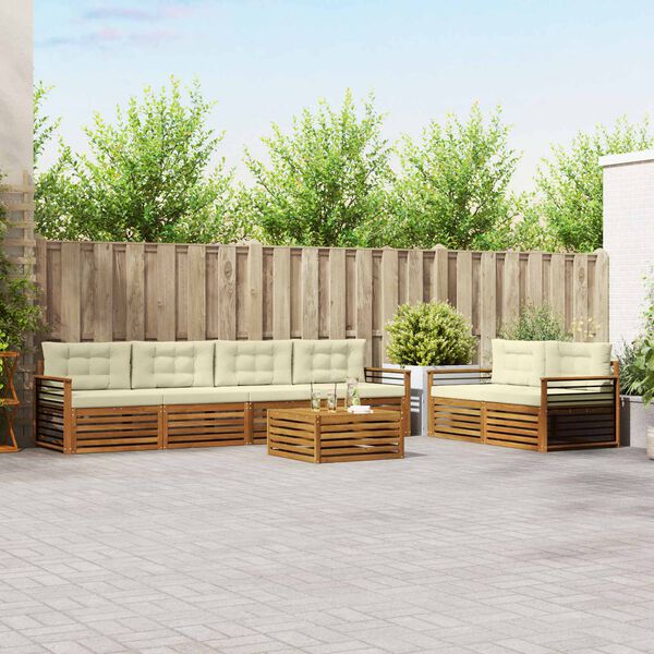 vidaXL Set vanjskih sofa s jastukom 7 pcs Prirodna i krem