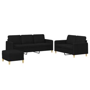 vidaXL 3-dijelni set sofa s jastucima crni od tkanine
