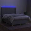 vidaXL Krevet box spring s madracem LED svjetlosivi 140x190 cm tkanina