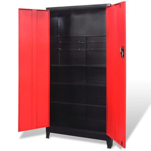 vidaXL Ormar za Alat s 2 Vrata Čelični 90x40x180 cm Crno-Crveni