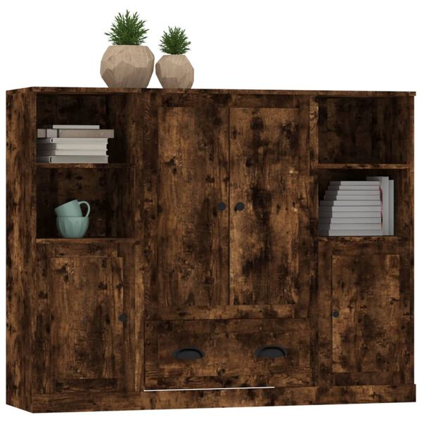 vidaXL Visoke komode 3 kom boja dimljenog hrasta od konstruiranog drva