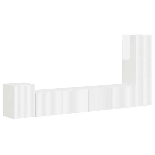 vidaXL Set TV komoda Zidne 3 pcs Visoki sjaj bijela Konstruirano drvo