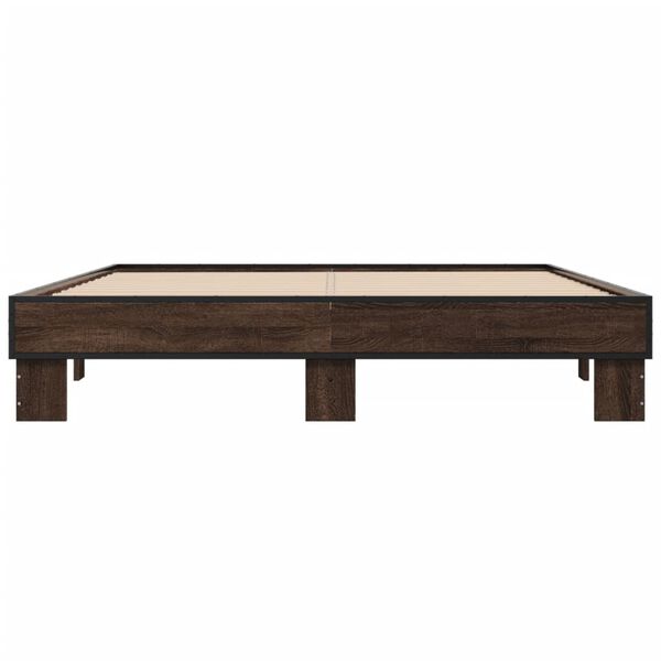 vidaXL Okvir za krevet smeđi hrast 150x200cm konstruirano drvo i metal
