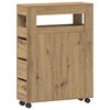 vidaXL Uski kupaonski ormarić s kotačima boja hrasta konstruirano drvo