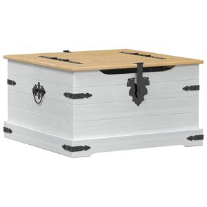 vidaXL storage box s policom Bijelo 78 x 78 x 45 cm Čvrsto borovo drvo