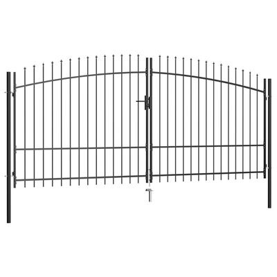 vidaXL Dvostruka vrata za ogradu s ukrasnim kopljima 400 x 225 cm