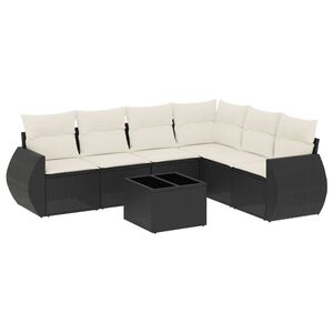 vidaXL 7-dijelni set vrtnih sofa od poliratana s jastucima crni