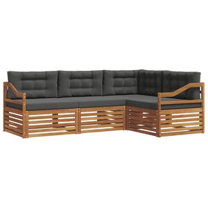 vidaXL Set vanjskih sofa s jastukom 4 pcs Prirodna i antracit