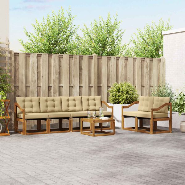 vidaXL Set vanjskih sofa s jastukom 7 pcs Prirodna i bež