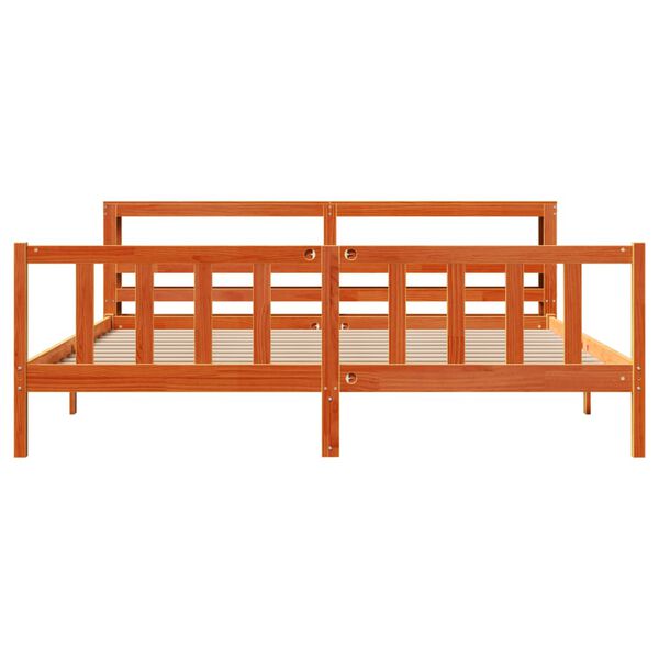 vidaXL Okvir kreveta s uzglavljem voštano smeđi 200x200 cm od borovine