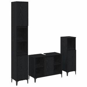 vidaXL Set namje&scaron;taja za kupaonicu 3 pcs Crni hrast Konstruirano drvo