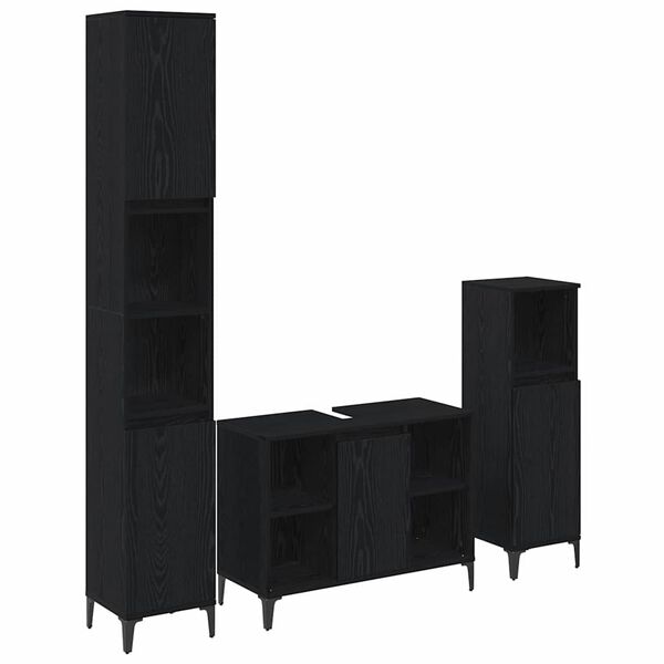 vidaXL Set namje&scaron;taja za kupaonicu 3 pcs Crni hrast Konstruirano drvo